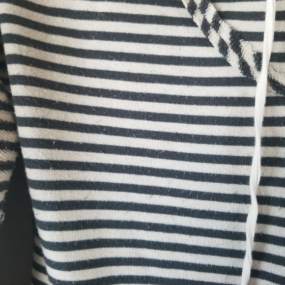 Paper Crane Distressed Gray Striped Hoodie - Picture 3 of 4